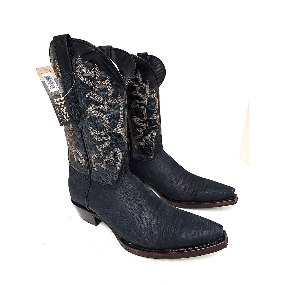 Dingo Men's DI 107 The Duke Snip Leather Pull On Western Boot Navy Size 10D